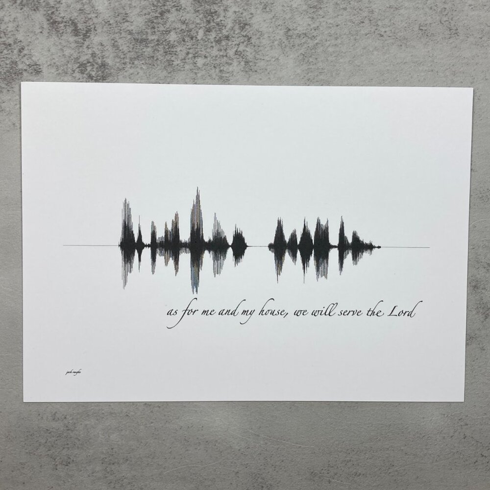 NEW As For Me Soundwave Wall Art Print 5x7in Black White Christian Scripture